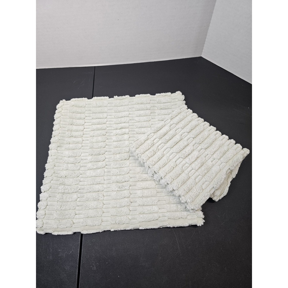 Plush Decorative Throw Pillow Covers Fuzzy Striped Soft Pillowcase 2PC 12x12